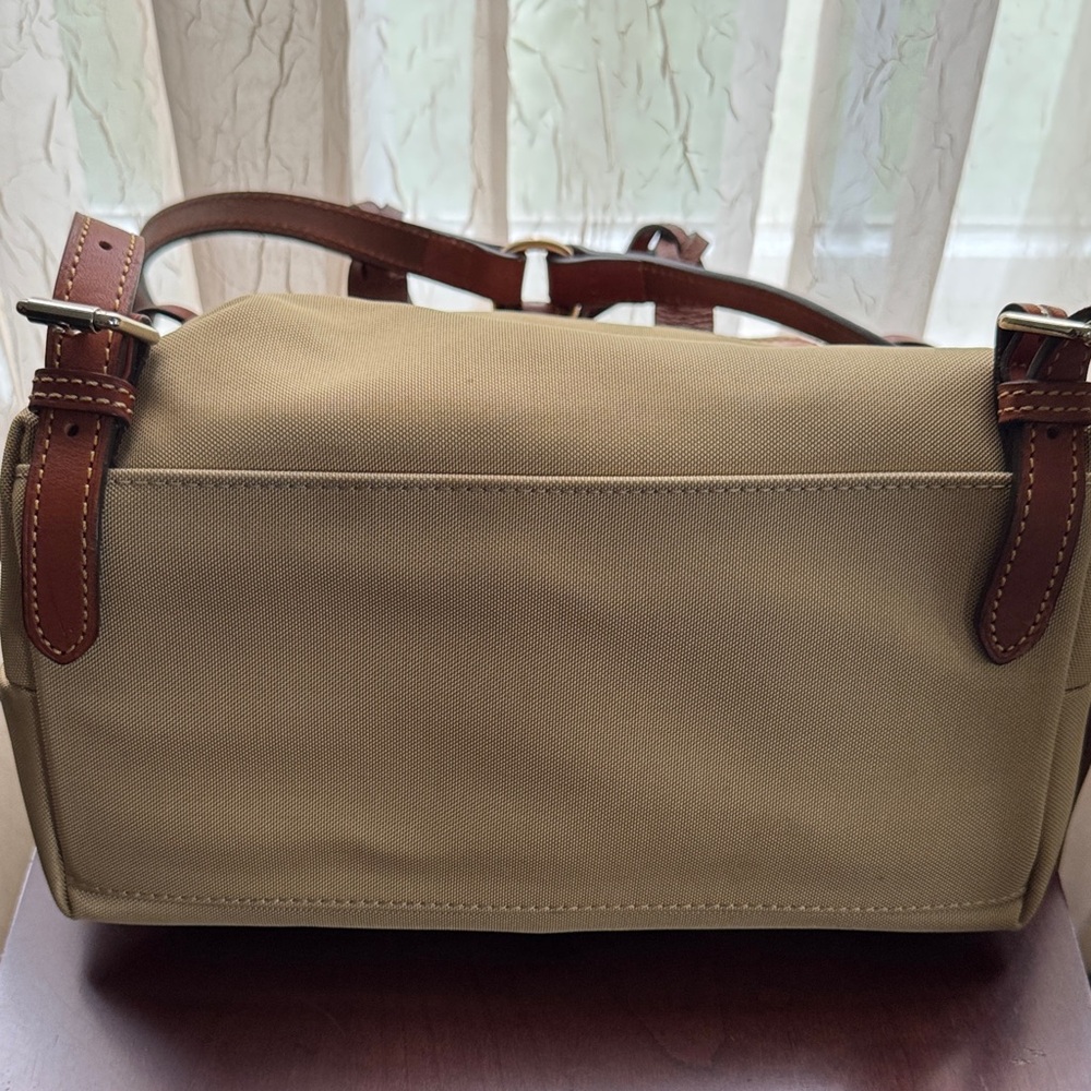 Dooney & Bourke Khaki Nylon Canvas Backpack with Leather Trim - Picture 5 of 12